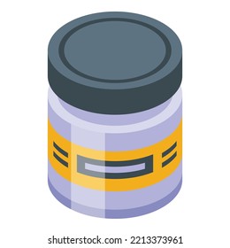 Beard Cream Jar Icon Isometric Vector. Hair Face. Old Man