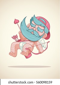 beard cupid cartoon vector illustration