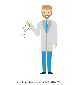 beard doctor holding stethoscope vector illustration eps 10