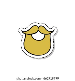 beard doodle icon, sticker