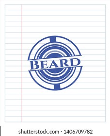 Beard drawn with pen strokes. Blue ink. Vector Illustration. Detailed.