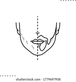 Beard extension, alopecia vector icon in outlines