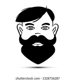 Beard Face Man Avatar. Vector Male Icon. 