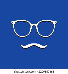 Beard face. Spectacles faceless avatar. Male sign character vector illustration.