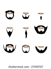 Beard and facial hair styles in vector silhouette