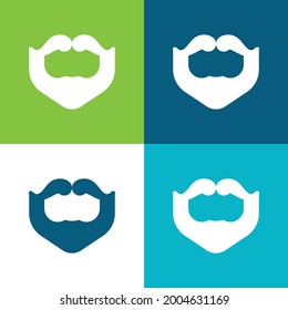 Beard Flat four color minimal icon set