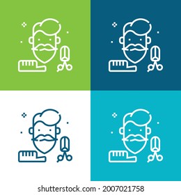 Beard Flat four color minimal icon set