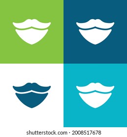 Beard Flat four color minimal icon set