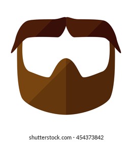Beard flat icon with hipster styled mustache