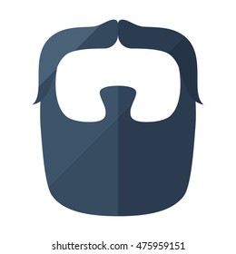 Beard flat icon with hipster styled mustache