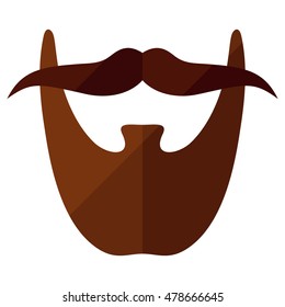 Beard flat icon with hipster styled mustache
