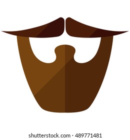 Beard flat icon with hipster styled mustache