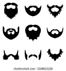 Beard Flat Icon Set Isolated On White Background
