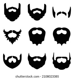 Beard Flat Icon Set Isolated On White Background