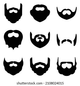 Beard Flat Icon Set Isolated On White Background