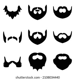 Beard Flat Icon Set Isolated On White Background