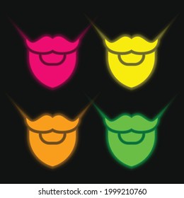 Beard four color glowing neon vector icon