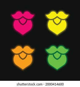 Icono de vector neón brillante de cuatro colores de barba