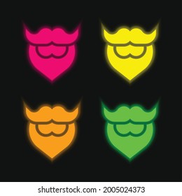 Beard four color glowing neon vector icon
