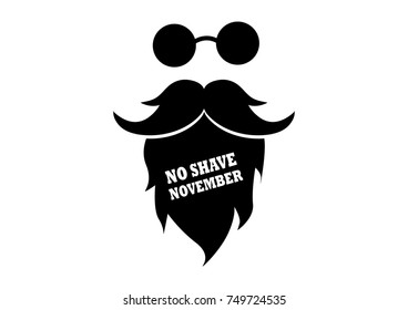 Beard, glasses, and mustache  silhouette with No Shave November lettering