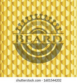 Beard gold badge. Scales pattern. Vector Illustration. Detailed.