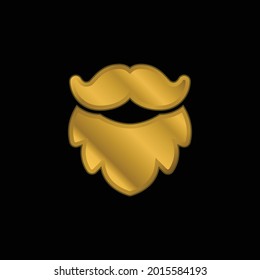 Beard gold plated metalic icon or logo vector