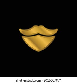 Beard gold plated metalic icon or logo vector