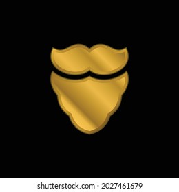 Beard gold plated metalic icon or logo vector