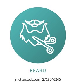Relleno De Gradiente De Barba, Mini Icono De Ilustración Relacionado Con El Cuidado Personal, Tienda De Belleza, Cuidado Corporal Y Más. Uso Para El Concepto Moderno, Ui, Web Ux Y Desarrollo De App.
