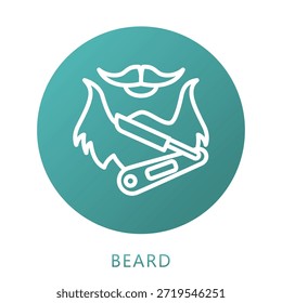 Relleno De Gradiente De Barba, Mini Icono De Ilustración Relacionado Con El Cuidado Personal, Tienda De Belleza, Cuidado Corporal Y Más. Uso Para El Concepto Moderno, Ui, Web Ux Y Desarrollo De App.