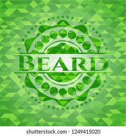 Beard green emblem with mosaic ecological style background