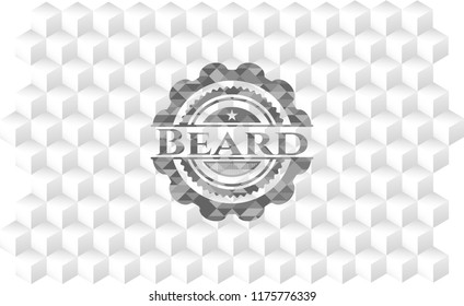 Beard grey emblem. Retro with geometric cube white background