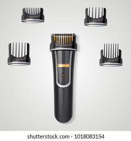 Beard And Hair Clipper With Attachments Realistic 3d Vector Illustration