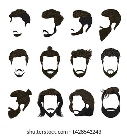Beard and Hair cut design collection vector illustration design.
