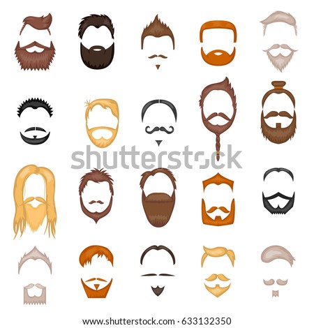 Beard and hair man face mask hairstyle cartoon vector collection