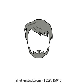 Beard and hairstyle icon. Simple element illustration. Beard and hairstyle symbol design from Barbershop collection set. Can be used for web and mobile on white background