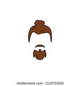 Beard and hairstyle icon. Simple element illustration. Beard and hairstyle symbol design from Barbershop collection set. Can be used for web and mobile on white background