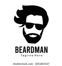 beard and hairstyle logo vector design