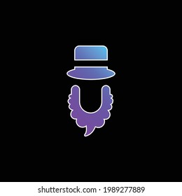 Beard And Hat blue gradient vector icon