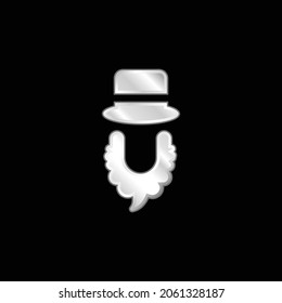 Beard And Hat silver plated metallic icon