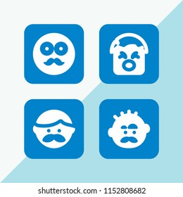 beard icon. 4 beard set with hipster, manly and yawning vector icons for web and mobile app