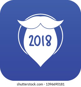 Beard icon blue vector isolated on white background