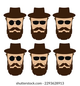 Beard icon. Hipster men style set vector ilustration.