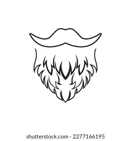 Beard icon logo and mustache vector illustration design symbol