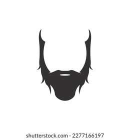 Beard icon logo and mustache vector illustration design symbol