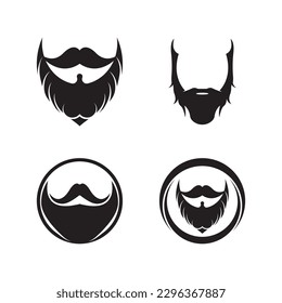 Beard icon logo and mustache vector illustration design symbol