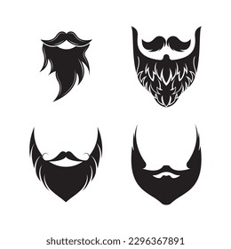 Beard icon logo and mustache vector illustration design symbol