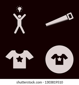 beard icon set with happy man bulb, saw and t shirt star vector illustration