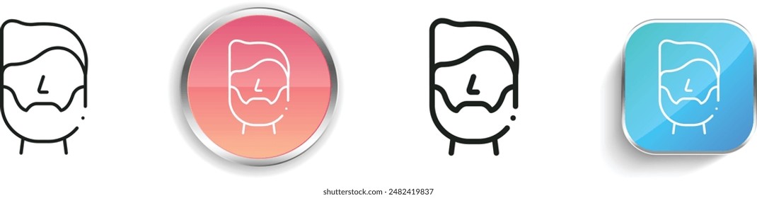 beard icon. Thin Linear, Regular and Button Style Design Isolated On White Background