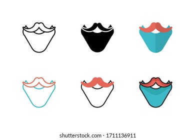 beard icon vector illustration with six different style design. isolated on white background